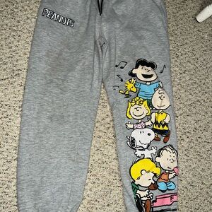 Peanuts Grey sweat pants large Charlie Brown snoopy